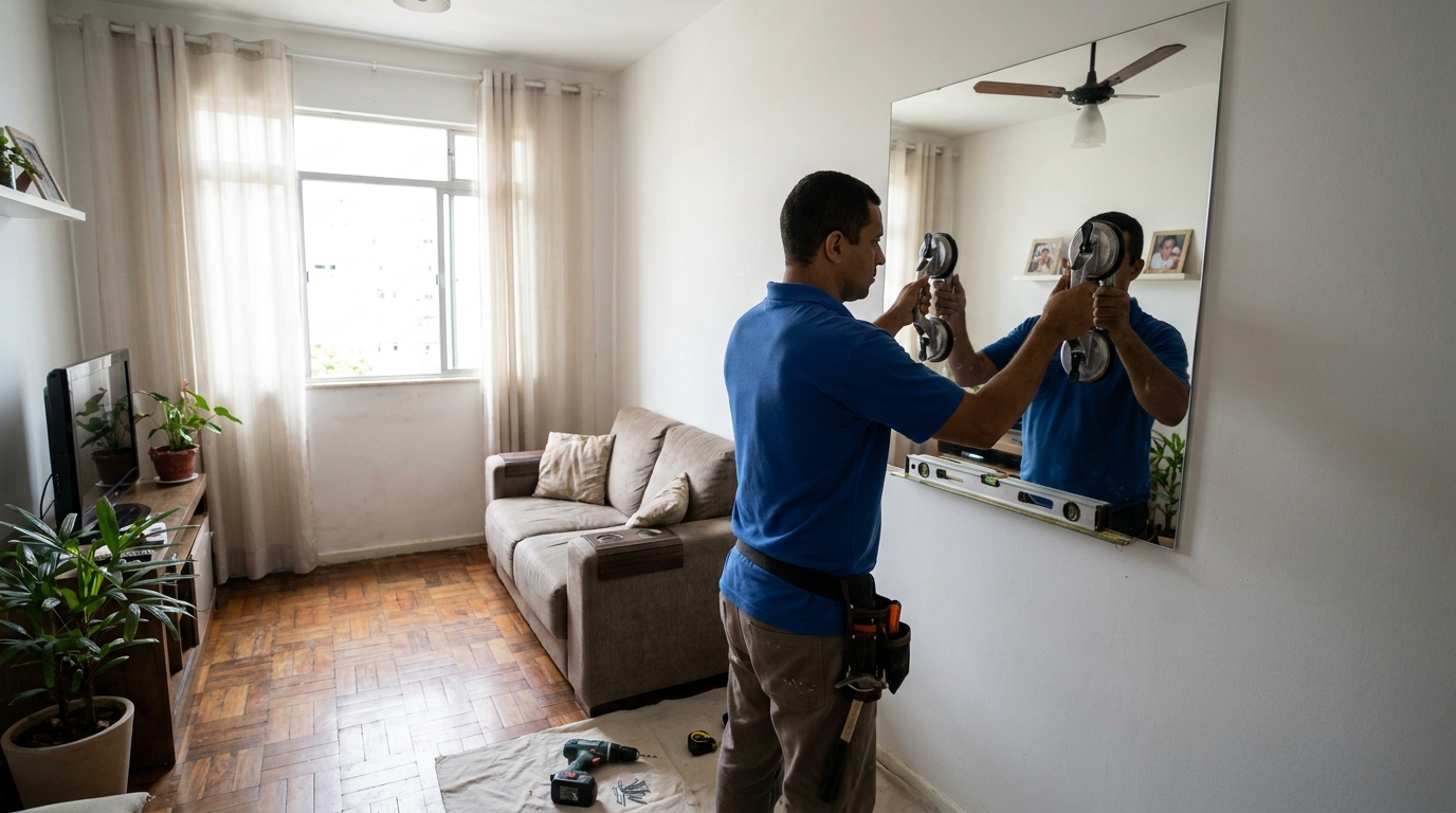 Espelho sob medida com parquet em Ponta Grossa-PR